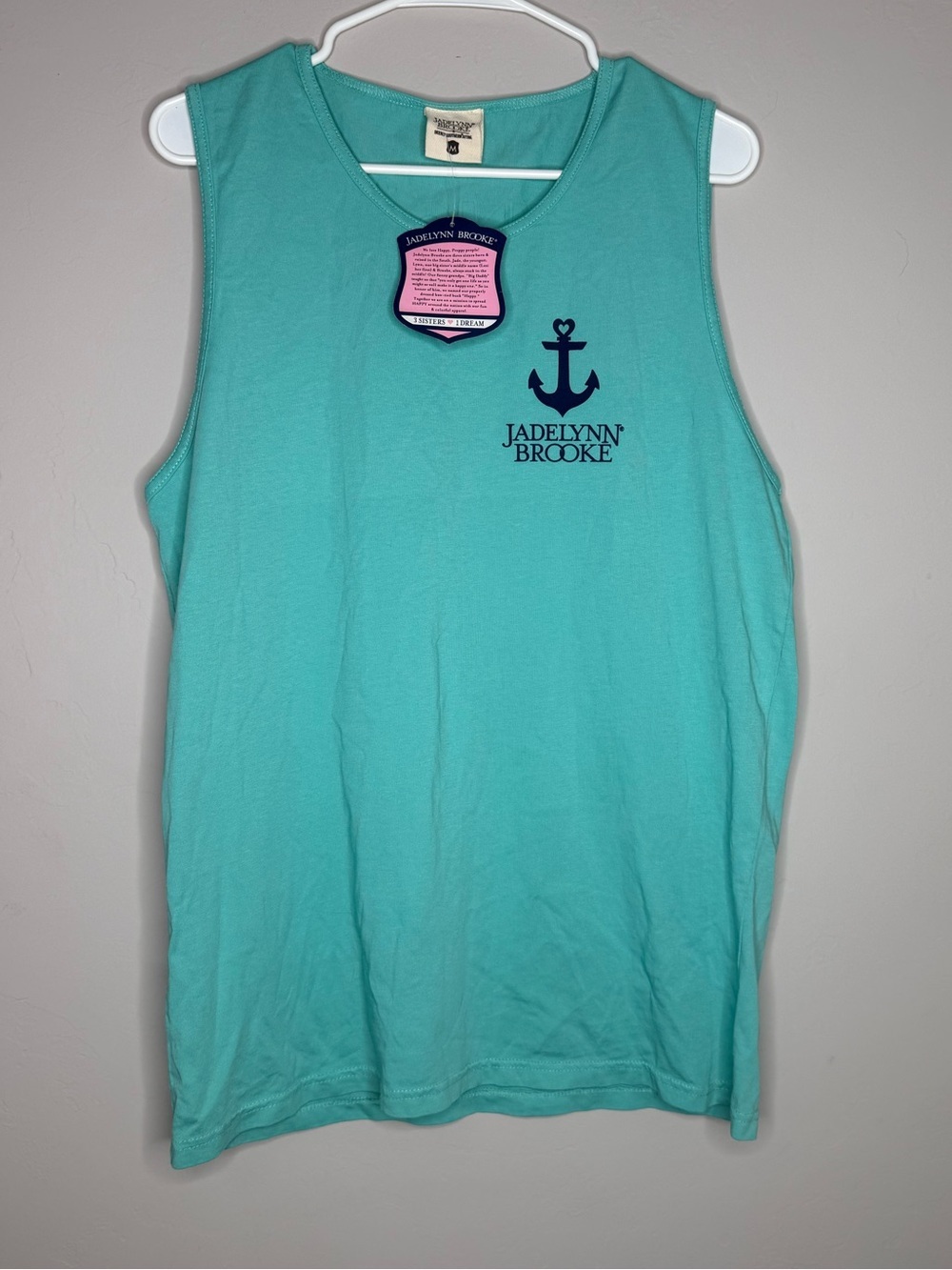 Jadelynn Brooke teal graphic tank living on lake time nwt oversized Medium